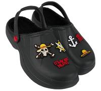 One Piece Zuecos Hombre con Forro Polar y Detalles Decorativos, Zapatillas Invierno Slip On con Correa, Anime Regalo Hombre (42 EU, Negro)
