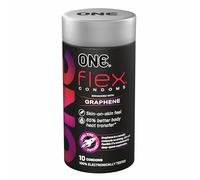 ONE® Preservativos Flex™ de próxima generación mejorados con grafeno, el material más delgado y fuerte del mundo, sensación avanzada, ultra delgado, flexible, fuerte, no tóxico, vegano, sin OMG, 10