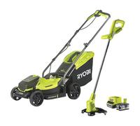 ONE+ Set cortacésped de batería RLM1833BLT1825M con desbrozadora a batería (1 batería, 4 Ah)