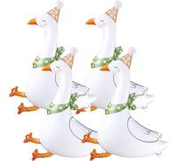 One Silly Goose - 4 globos divertidos de 23 pulgadas de Mylar de ganso para un ganso tonto, cumpleaños, primavera, jardín, fiesta, decoración (ganso blanco, 4 piezas)