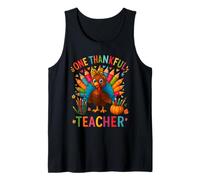 One Thankful Teacher Thanksgiving Cute Color Pencil Turkey Camiseta sin Mangas