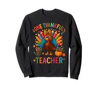 One Thankful Teacher Thanksgiving Cute Color Pencil Turkey Sudadera