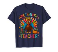 One Thankful Teacher Thanksgiving Cute Color Pencils Turkey Camiseta