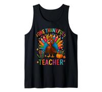 One Thankful Teacher Thanksgiving Cute Color Pencils Turkey Camiseta sin Mangas