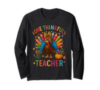 One Thankful Teacher Thanksgiving Cute Color Pencils Turkey Manga Larga