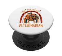 One Thankful Veterinarian Thanksgiving Rainbow Turkey PopSockets PopGrip Adhesivo