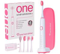 ONE:TWO:SHINE® Cepillo de dientes eléctrico sónico con 4 cepillos de repuesto, funda de viaje, estación de carga, fuente de alimentación, batería de 6 semanas, 5 modos + temporizador (baya)