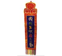 One World is Enough Tradicional Om Mani Padme Hum tibetana Wallhanging - Hermosa decoración del hogar. Altura 90 cm, Ancho 19 cm. Comercio Justo