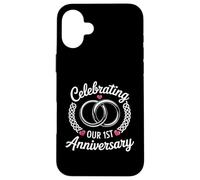 One Year of Marriage Milestone Celebrating Our 1st Wedding Carcasa para iPhone 16 Plus