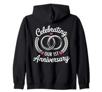 One Year of Marriage Milestone Celebrating Our 1st Wedding Sudadera con Capucha