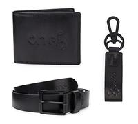 ONE8 by Virat Kohli - Combo de regalo de accesorios de cuero prémium para hombres, juego de regalo para hombre, cinturón de cuero, cartera de cuero, llavero de cuero, NEGRO, Free Size, Cinturón