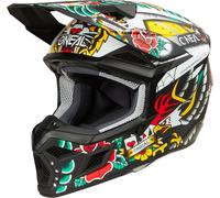 ONeal 3SRS Inked, casco de motocross L female Mate Negro/Blanco/Rojo/Verde Amarillo