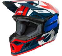 Oneal 3SRS RIDE Casco de motocross, blanco/azul/rojo, Talla L (59/60)