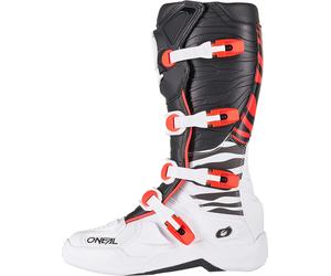 Oneal 3SRS Zebra Botas de motocross, Negro/Blanco/Rojo, Talla 45