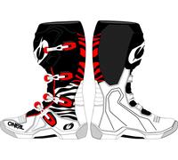 Oneal 3SRS Zebra Botas de motocross, Negro/Blanco/Rojo, Talla 9