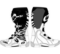 Oneal 3SRS Zebra Botas de motocross, Negro/Blanco, Talla 39