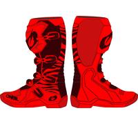 Oneal 3SRS Zebra Botas de motocross, rojo, Talla 46
