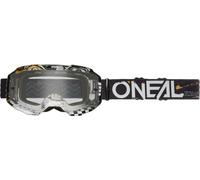 O'Neal Gafas de motocross B-10 Attack Clear – antivaho, 100% protección UV – Negro/Blanco