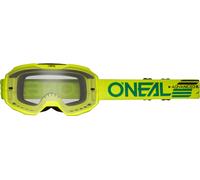 Oneal B-10 Solid Clear Gafas de motocross, Amarillo neón, Talla única
