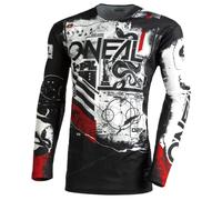 O'NEAL | Camiseta de Manga Larga para Motocross | Mountain Bike | Material Ligero, Ajuste ergonómico adaptación | Maillot Mayhem Scarz V.22 | Adulto | Negro Blanco Rojo | Talla L