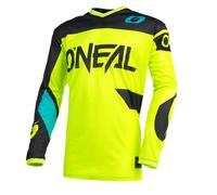 O'Neal | Camiseta de Motocross | Enduro MX Protección Acolchada para el Codo, Apto para el máximo Rango de Movimiento | Jersey Element Racewear | Adultos | Negro Neón Amarillo | Talla L