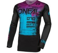 O'NEAL | Camiseta Motocross Manga Larga | MX MTB Mountain Bike | Material Ligero, Corte Ergonómico Slim Fit para un Ajuste Mayhem Jersey Scarz V.24 | Adulto | Negro Azul | Talla L