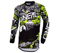 O'NEAL | Camiseta Motocross Manga Larga | MX MTB Mountain Bike | Ajuste para un máximo Rango de Movimiento, protección de Codo Cosida | Element Jersey Attack | Adulto | Negro Amarillo Neón | Talla S