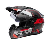 O'NEAL | Casco de Moto | Enduro Touring Adventure Street | Buen Ajuste, con Capacidad para Pinlock y Bluetooth, Visera integrada, ECE 22.06 | Casco D-SRS Square V.23 | Adulto | Negro Gris Rojo | XS