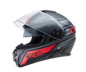 O'NEAL | Casco de Moto Enduro Touring Adventure Street | Buen Ajuste, Pinlock y Bluetooth, Visor Solar Integrado | Casco M-SRS String V.22 Adulto | Negro Rojo | Talla M