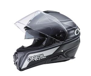O'NEAL | Casco de Moto Enduro Touring Adventure Street | Buen Ajuste, Pinlock y Bluetooth, Visor Solar Integrado | Casco M-SRS String V.22 Adulto | Negro Gris | Talla XXL