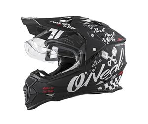 O'NEAL | Casco de Moto | Motocicleta de Enduro | Aberturas de ventilación para un máximo Flujo de Aire y refrigeración, Carcasa de ABS | Casco Sierra Torment V.23 | Adulto | Negro Blanco | S
