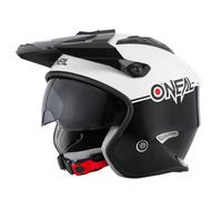 O'NEAL | Casco de Motocicleta | Motocicleta de Enduro | Estándares de Seguridad ECE 22.05, Casco ABS, Visera integrada | Casco de Volt con Hendidura | Adultos | Negro Blanco | Talla S