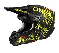 O'NEAL | Casco de Motocross | MX | 2 Carcasas Exteriores y 2 EPS para Mayor Seguridad, Carcasa de ABS, ECE 22.06 | Casco de poliacrilita 5SRS Attack V.23 | Adulto | Negro Amarillo Neón | M (57/58 cm)