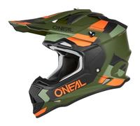 O'NEAL | Casco de Motocross | MX | Carcasa ABS, Norma de Seguridad ECE 22.06, Ventilaciones para una refrigeración óptima | Casco 2SRS SPYDE V.23 | Adulto | Verde Negro Naranja | Talla S (55/56 cm)