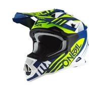 O'NEAL | Casco de Motocross | MX Enduro | Norma de Seguridad ECE 22.05, Ventilaciones para una óptima ventilación y refrigeración | Casco 2SRS Spyde 2.0 | Adulto | Azul Blanco Amarillo | Talla L