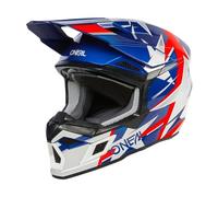O'NEAL | Casco Motocross | MX Enduro | Carcasa ABS, Norma de Seguridad ECE 22.06, Rejillas de ventilación para una refrigeración óptima | Casco 3SRS Ride V.24 | Adulto | Azul Blanco Rojo | Talla L