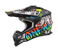 O'NEAL | Casco Motocross | MX Enduro | Carcasa ABS, Norma de Seguridad ECE 22.06, Ventilaciones para una refrigeración óptima | Casco 2SRS Rancid V.24 | Adulto | Negro Blanco | Talla XL
