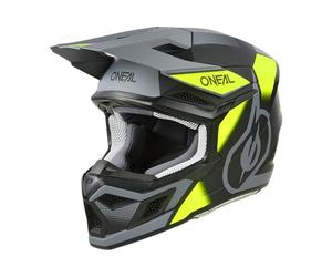 O'NEAL | Casco Motocross | MX Enduro | Carcasa ABS, Norma de Seguridad ECE 22.06, Ventilaciones para una refrigeración óptima | Casco 3SRS Vision V.24 | Adulto | Negro Amarillo Neón Gris | Talla XL