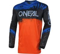 Oneal Element Shocker Maillot de motocross, negro-azul-naranja, tamaño M para Hombres