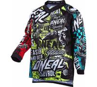O'NEAL | Maillot de Motocross de Manga Larga | Niños | MX MTB | Tejido Ligero, Ajuste ergonómico adaptación | Maillot Element Youth Wild V.22 | Multi | S