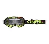 O'NEAL | Gafa Bicicleta y Motocross | MX MTB DH FR | Lente resistente a los arañazos con revestimiento antivaho, 100% protección UV | Gafa B-10 Attack V.24 | Unisex | Negro Amarillo Neón | Una talla