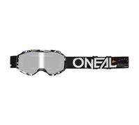 O'NEAL | Gafa Moto y Motocross | MX MTB DH FR | Lente resistente a los arañazos con revestimiento antivaho, 100% protección UV | Gafa B-10 Attack Youth V.24 | Unisex | Negro Blanco Plata | Talla única