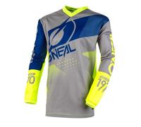O'Neal | Jersey de Motocicleta | Bicicleta de montaña | Máxima Libertad de Movimiento, Protección Acolchada para los Codos | Jersey Element Factor | Adultos | Azul Gris Amarillo Neón | Talla M