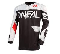 O'Neal | Jersey de Motocicleta | Enduro Motocross | Protección Acolchada para los Codos, Ajuste para una máxima Libertad de Movimiento | Jersey Element Racewear | Adultos | Negro Blanco | Talla XL