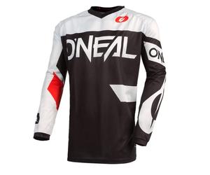 O'Neal | Jersey de Motocicleta | Enduro Motocross | Protección Acolchada para los Codos, Ajuste para una máxima Libertad de Movimiento | Jersey Element Racewear | Adultos | Negro Blanco | Talla M