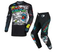 O'Neal Kit Motocross 2024 Element Rancid Juvenil Pantalón Negro Blanco Camiseta