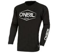 O'NEAL | Maillot de motocross de manga larga | MX Enduro | Protección acolchada en los codos, ajuste ergonómico, transpirable | Maillot de algodón elemental Hexx V.22 | Adulto | Blanco negro | Talla S
