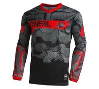 O'NEAL | Maillot de Motocross de Manga Larga | Niños | MX MTB | Material Ligero, Ajuste ergonómico adaptación | Maillot Juvenil Element Camo V.22 | Negro Rojo | M