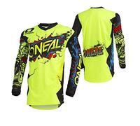 O'NEAL | Maillot de Motocross | Enduro | Ajuste para una máxima amplitud de Movimiento, protección Cosida en el Codo, Transpirable | Maillot Element Villain | Adulto | Amarillo neón | Talla M
