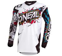 O'NEAL | Maillot de Motocross | Moto de Enduro | Ajuste para una máxima amplitud de Movimiento, protección Cosida en el Codo, Transpirable | Maillot Element Villain | Adulto | Blanco | Talla XXL